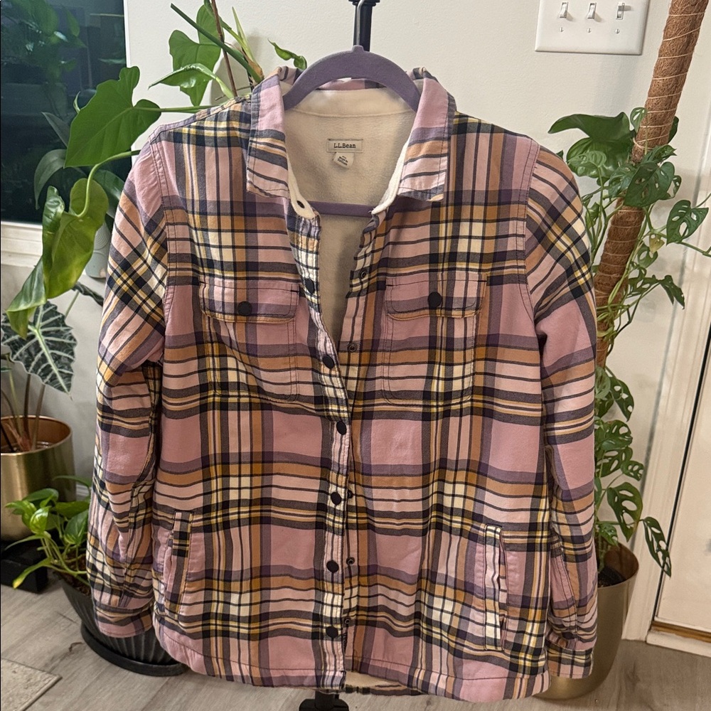 L.L. Bean Purple Plaid Utility Jacket